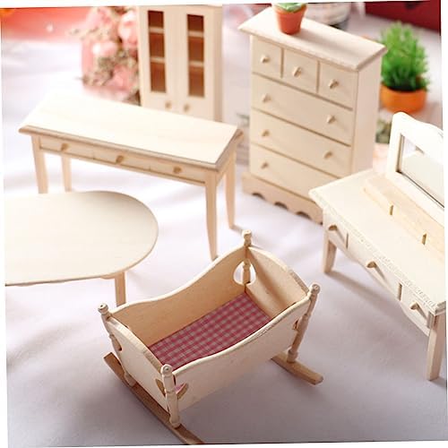 CIYODO Mini Wooden Cradle Model for Dollhouse 1