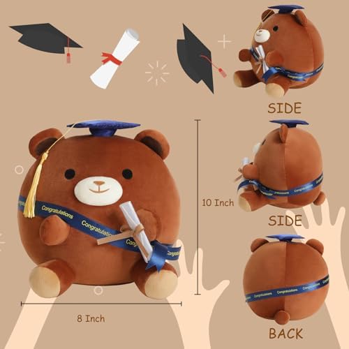 Finebee Brown Bear Plushie Graduation Gift with Cap for Kids