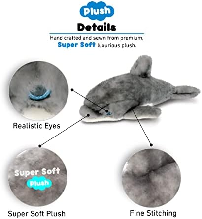 DolliBu Plush Dolphin Stuffed Animal - 165 Inch