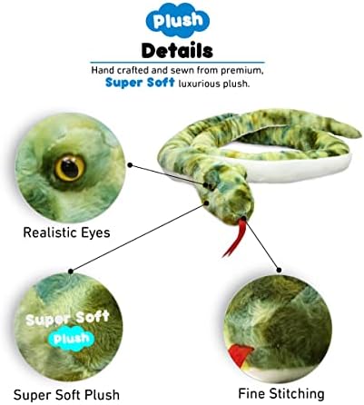 DolliBu Green Snake Giant Plush Pillow