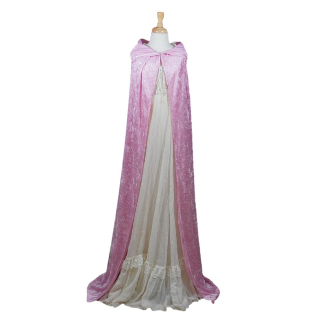 Light Pink Crushed Velvet Hooded Cape for All Ages