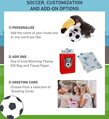 DolliBu Toucan Plush with Soccer Ball - 8 Inch Cute Huggable Stuffed Animal