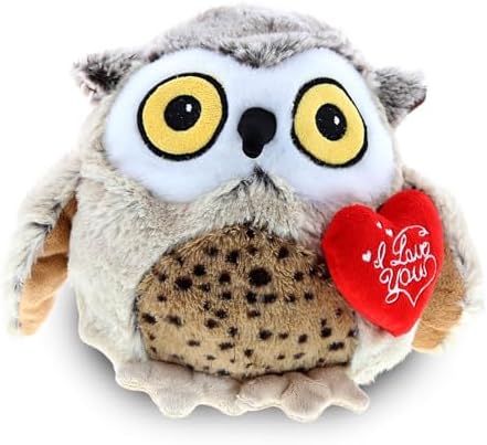 DolliBu Fat Brown Owl Plush with Heart