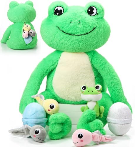 Syhood 7 Pcs Cute Frog Plush Toy Set for Kids
