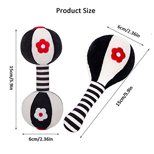 SHXERO 2 Pcs Soft Baby Rattles for 0-6 Months