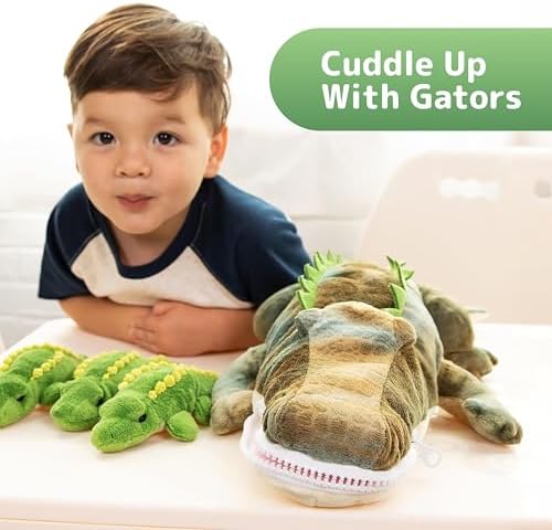 PREXTEX Stuffed Alligator Mommy with 3 Baby Alligators