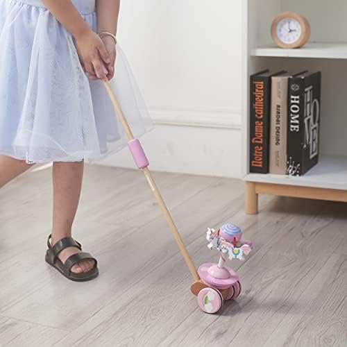RUYU Lively Carousel Wooden Push Pull Toy for Toddlers 1