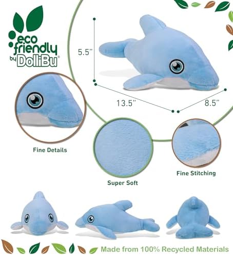 DolliBu Dolphin Eco-Friendly Plush Toy - 135 Inch