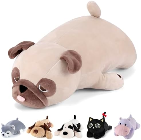 Meowtastic Pug Weighted Plush - 28 Inch 40 Lbs Comfort Pillow
