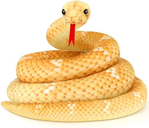 HyDren Realistic Giant Stuffed Snake Toy Yellow