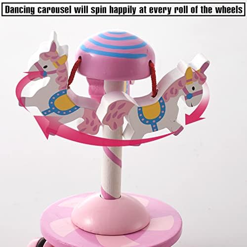 RUYU Lively Carousel Wooden Push Pull Toy for Toddlers 1