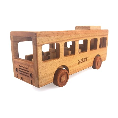 Personalized Wooden School Bus Toy for Toddlers 1