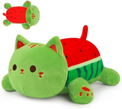 Bekrgwiy Watermelon Cat Plushie 4in Cute Stuffed Animal
