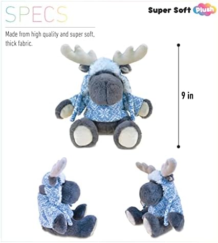 Puzzled DolliBu Plush Moose with Sweater and Hat - 9 Inches