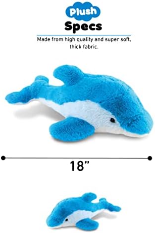 Puzzled DolliBu Plush Dolphin - 18 Inch Huggable Marine Blue Stuffed Animal