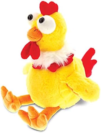DolliBu Plush Rooster - Soft Huggable Sitting Yellow Farm Animal