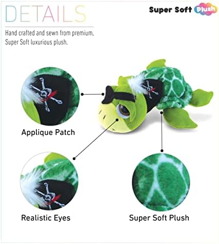 DolliBu Plush Pirate Sea Turtle Stuffed Animal - 9 Inch