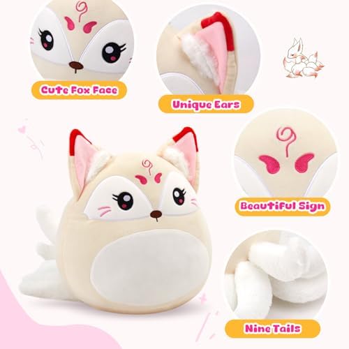 WEWILL Nine-Tailed Fox Plush Pillow 12 Inch Cuddly Stuffed Animal