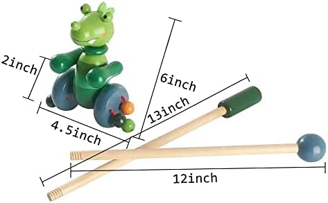 RUYU Perky Crocodile Push Pull Toy for Toddlers