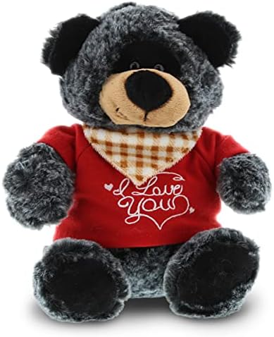 DolliBu I Love You Valentine Black Bear Plush - 8 Inches