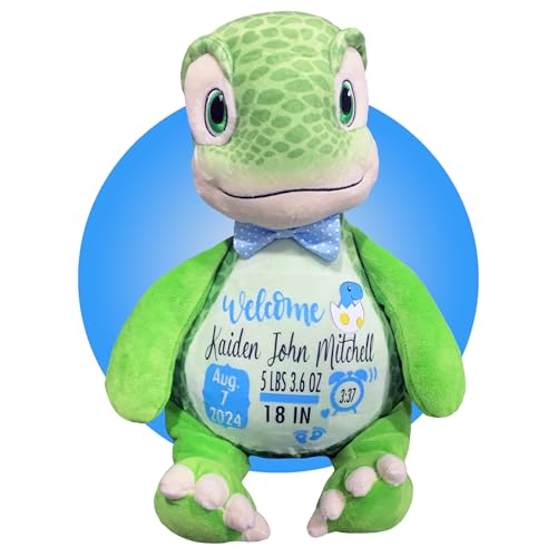 Baby Birth Stats Plush Green Dinosaur
