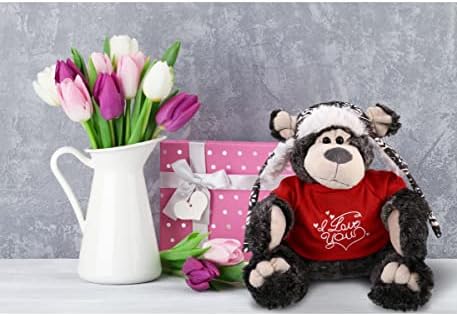 DolliBu Personalized I Love You Black Bear Plush - 125 Inches