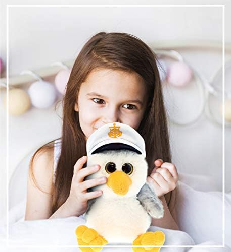 DolliBu Plush Seagull Sailor - 8 Inch Huggable Gray Stuffed Animal