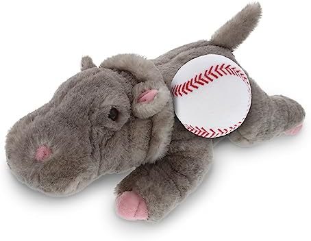 DolliBu Hippo Stuffed Animal with Baseball - 115 Inch Plush Toy 1