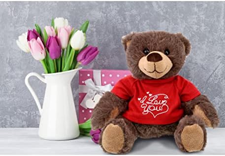 DolliBu Brown Bear Plush with Red Shirt
