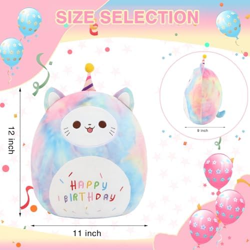ForYoung 12 Happy Birthday Cat Plush Pillow