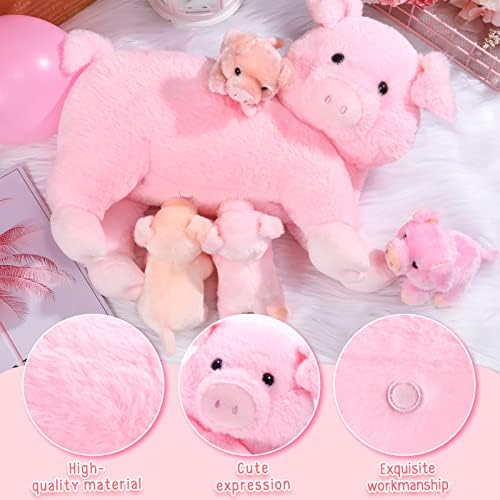 Honoson Plush Pig Set with 4 Magnetic Baby Pigs