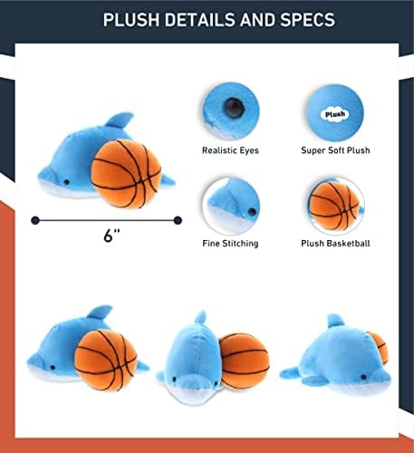 DolliBu Dolphin Plush with Basketball - 6 Inches