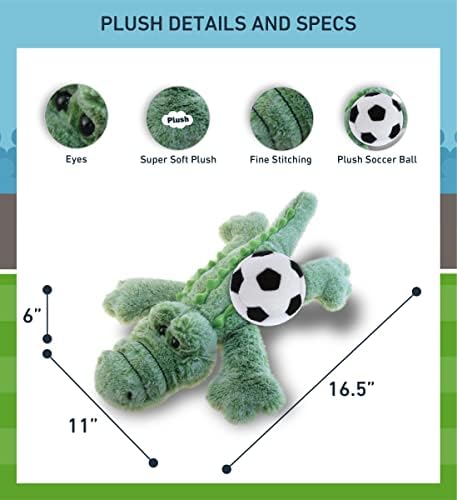 DolliBu Alligator Plush with Soccer Ball - 165 Inch Gator Toy