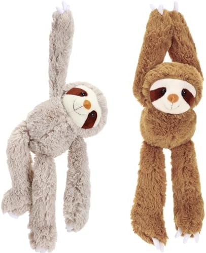 Queekay 2-Pack Sloth Plush Hanging Toy with Hook and Loop