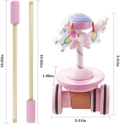 RUYU Lively Carousel Wooden Push Pull Toy for Toddlers 1