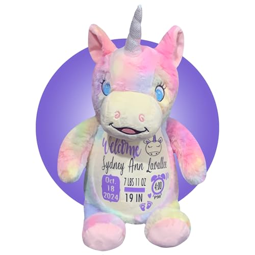Personalized Unicorn Birth Stat Stuffed Animal - 185 Tall