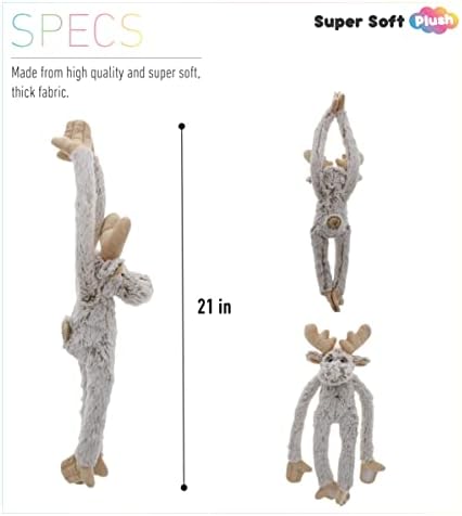 DolliBu Hanging Plush Moose - 21 Inch Super Soft Wildlife Toy for Kids