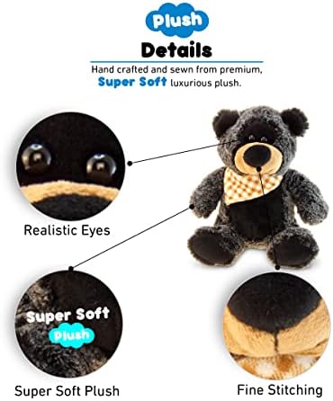DolliBu Plush Black Bear Stuffed Animal - 8 Inch
