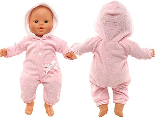 Miunana Baby Doll Clothes Pink Jumpsuit and Cap Set