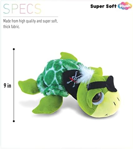 DolliBu Plush Pirate Sea Turtle Stuffed Animal - 9 Inch