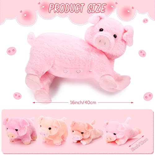 Honoson Plush Pig Set with 4 Magnetic Baby Pigs