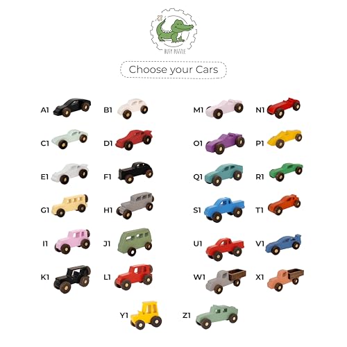 Personalized Wooden Toy Cars Set for Kids