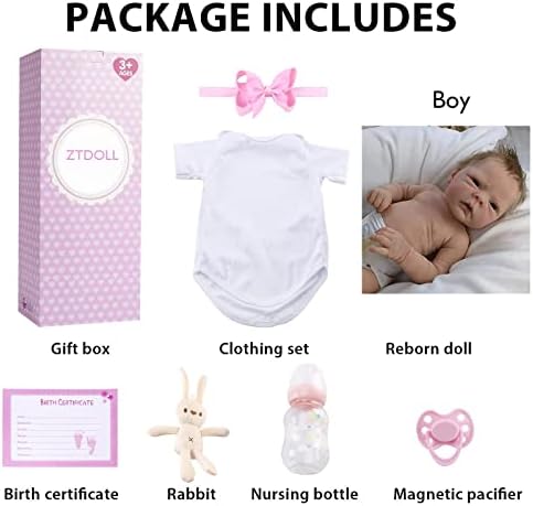 ZTDOLL Reborn Baby Doll Boy 18 Inch Lifelike