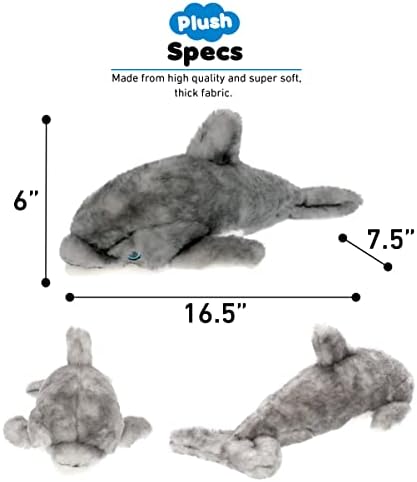 DolliBu Plush Dolphin Stuffed Animal - 165 Inch