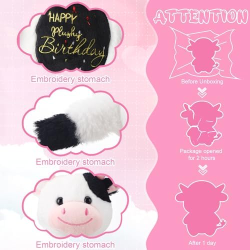 HyDren 98 Inch Birthday Cow Plush Toy