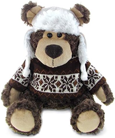 Puzzled DolliBu Plush Grizzly Bear with Hat and Sweater