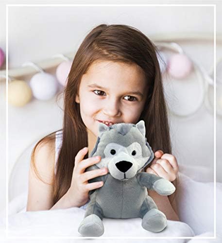 DolliBu Plush Wolf Toy - 6 Inches Sitting Huggable Stuffed Animal