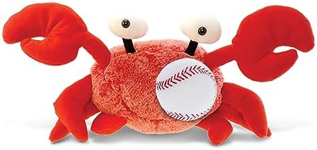 DolliBu Red Crab Plush with Baseball - 12 Inches