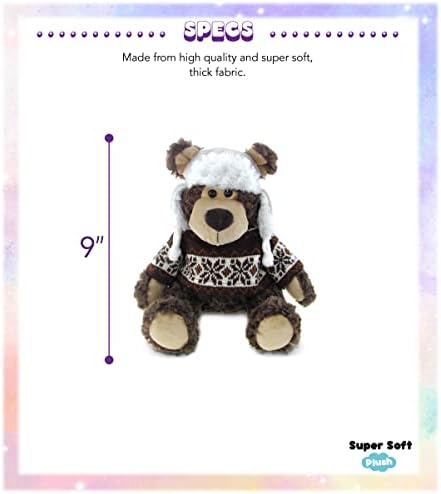 Puzzled DolliBu Plush Grizzly Bear with Hat and Sweater