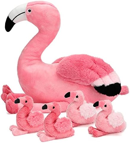 Qpewep 21Inch Flamingo Plushie with 4 Babies